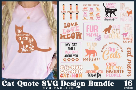 Cat Quote SVG Design Bundle for Crafts and Graphics