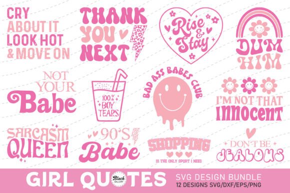 Pink Girl Quote SVG PNG Bundle Review